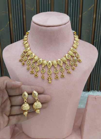 Gold Polki White Necklace Midori Jewellery Sets