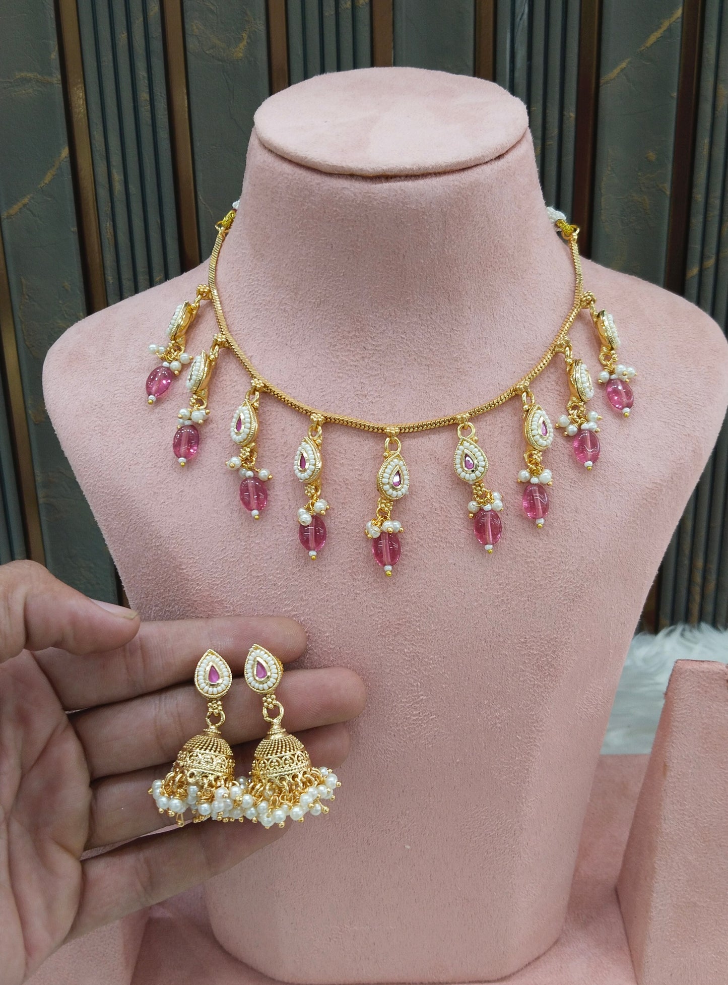 Gold Polki Ruby Necklace Midori Jewellery Sets