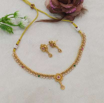 Gold Polki Ruby Green Necklace Midori Jewellery Sets