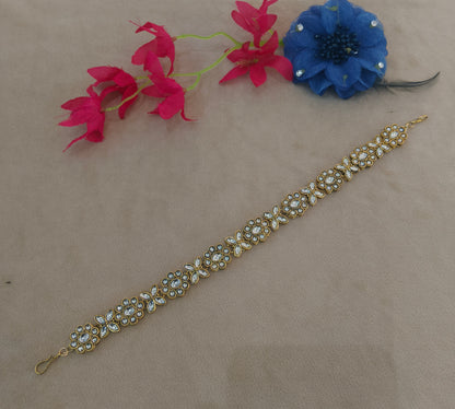 Gold White Kundan Sheesh Phool Headpiece Matha Patti