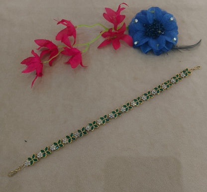 Gold Green Kundan Sheesh Phool Headpiece Matha Patti