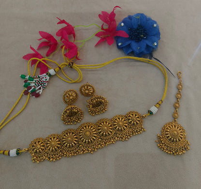 Gold Polki Choker Jewellery Selvi Polki Set