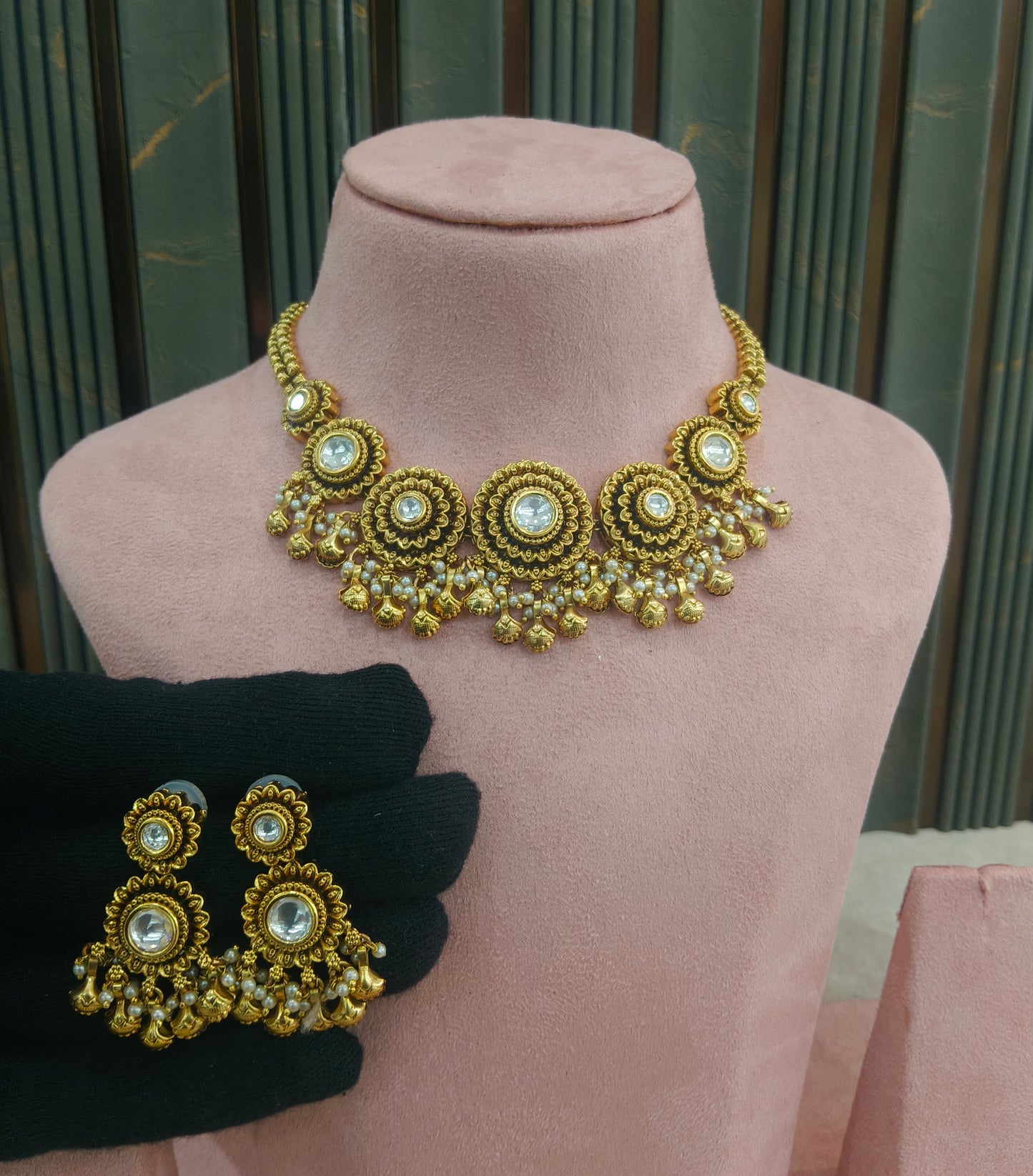 Gold Polki Necklace Jewellery Lucy Sets