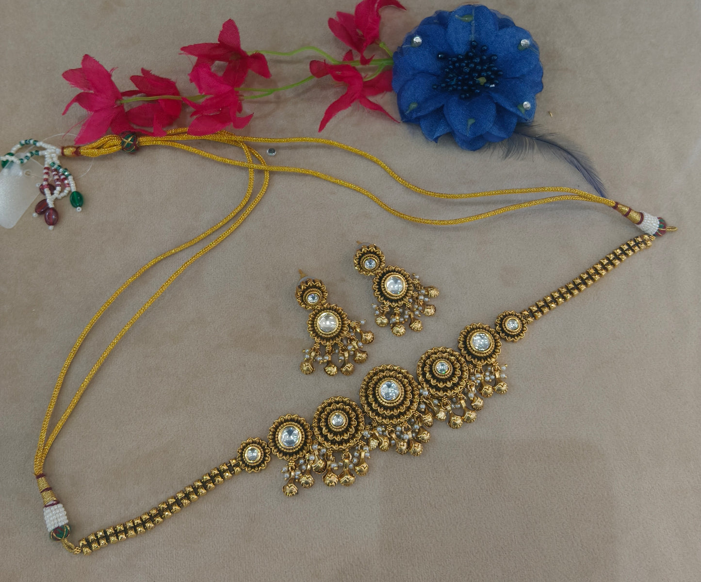 Gold Polki Necklace Jewellery Lucy Sets