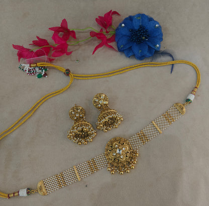 Gold Polki Choker Jewellery Akash Polki Set