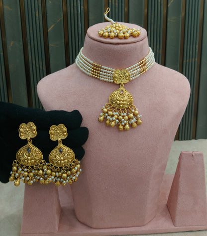 Gold Polish Punjabi Look Palvir Necklace Sets