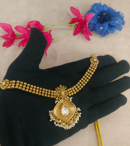 Gold White Polki Necklace Jewellery Harveen Set