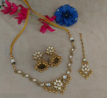 Gold Polki Kundan Necklace Jewellery Romi Set