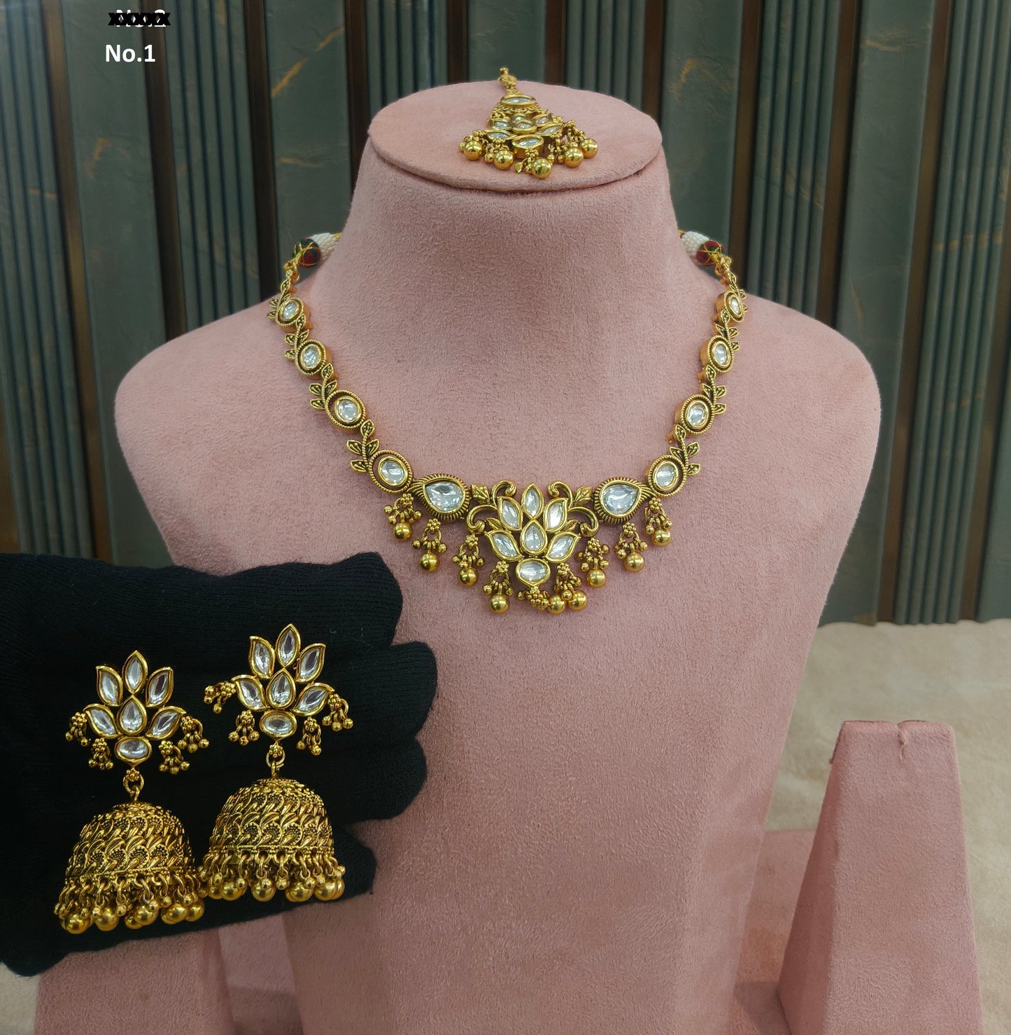 Gold Polki Kundan Necklace Jewellery Romi Set