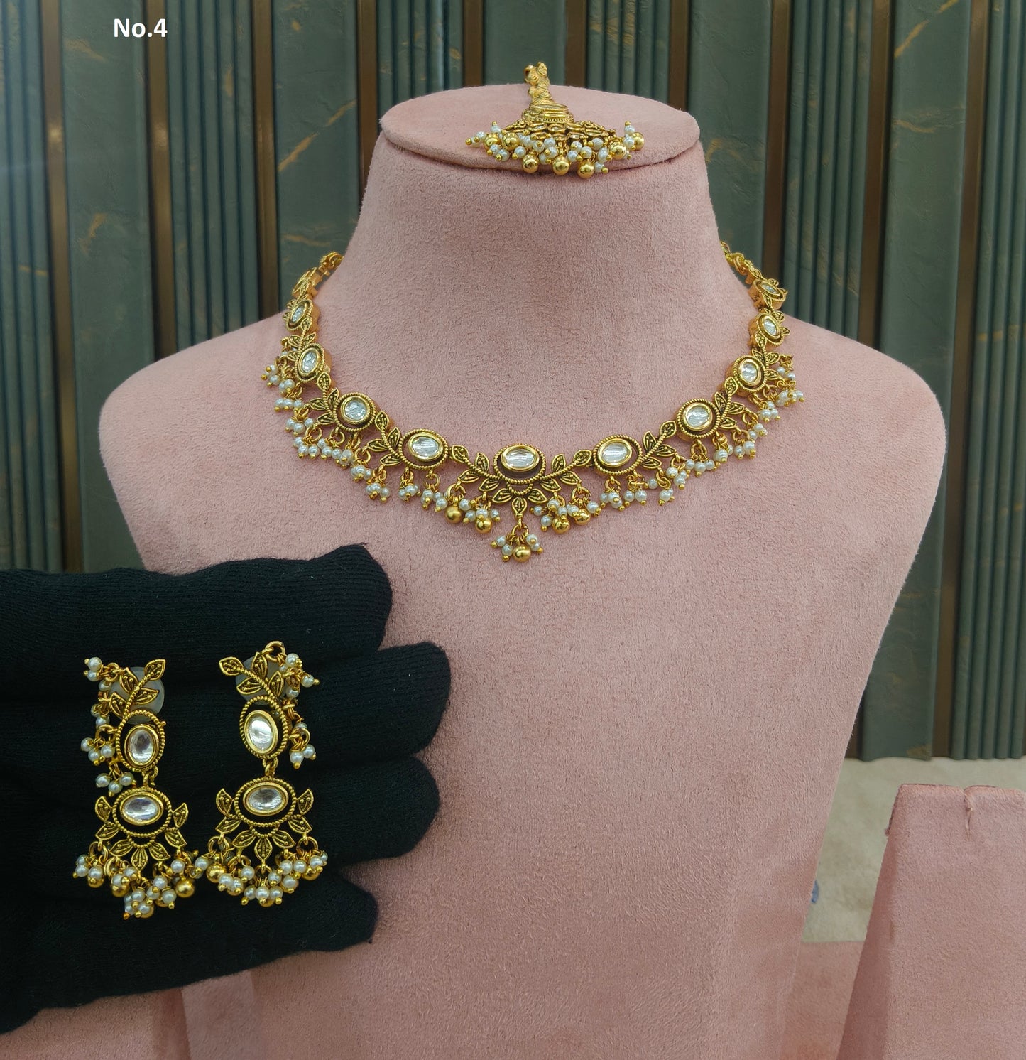 Gold Polki Kundan Necklace Jewellery Romi Set