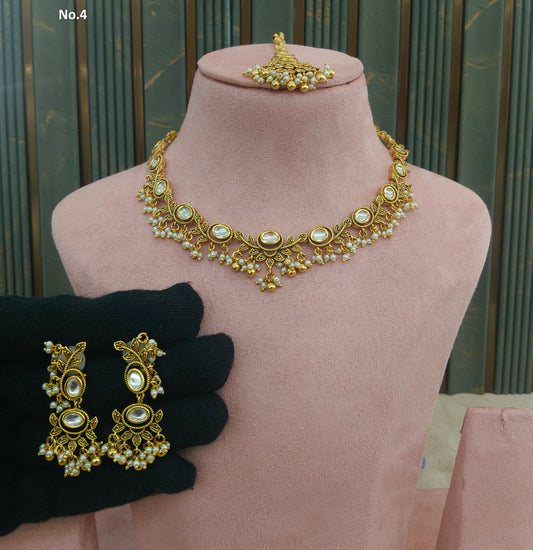 Gold Polki Kundan Necklace Jewellery Romi Set