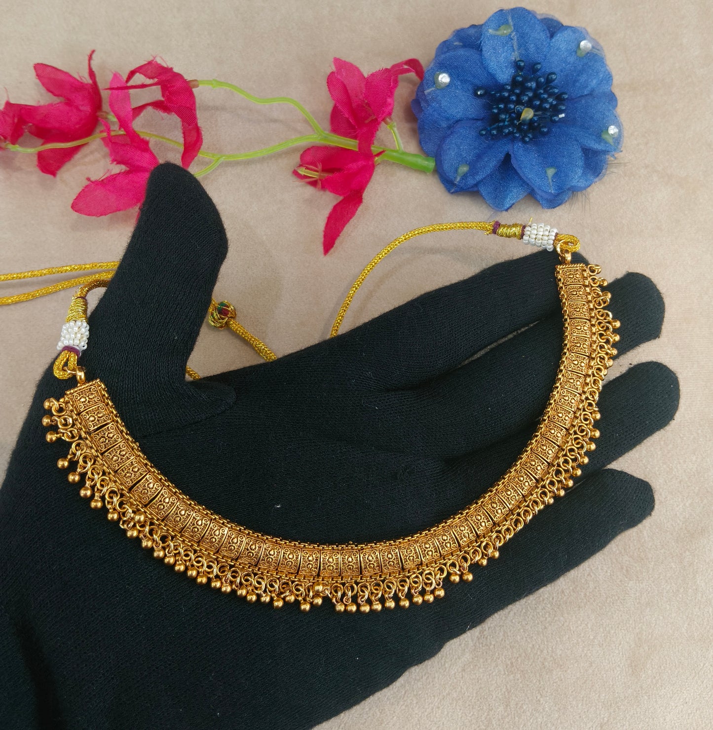 Gold Polki Necklace Jewellery Harveen Set