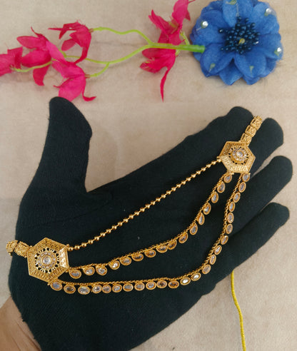 Gold White Polki Necklace Jewellery Harveen Set