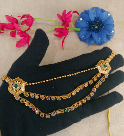 Gold Ruby Green Polki Necklace Jewellery Harveen Set