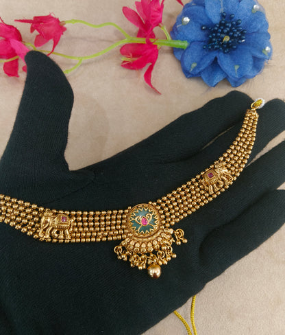 Gold Ruby Sage Green Polki Necklace Jewellery Harveen Set