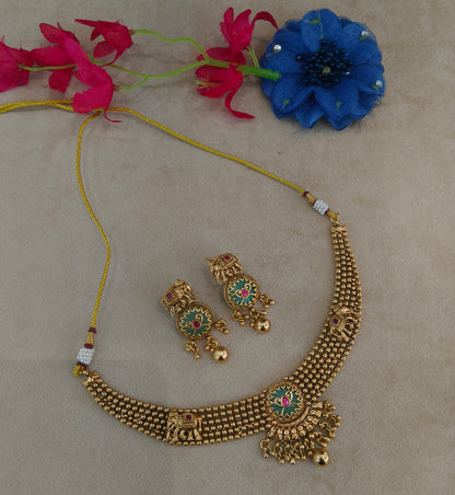 Gold Ruby Sage Green Polki Necklace Jewellery Harveen Set