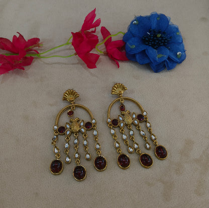 Antique Kundan Bollywood Vail Earrings