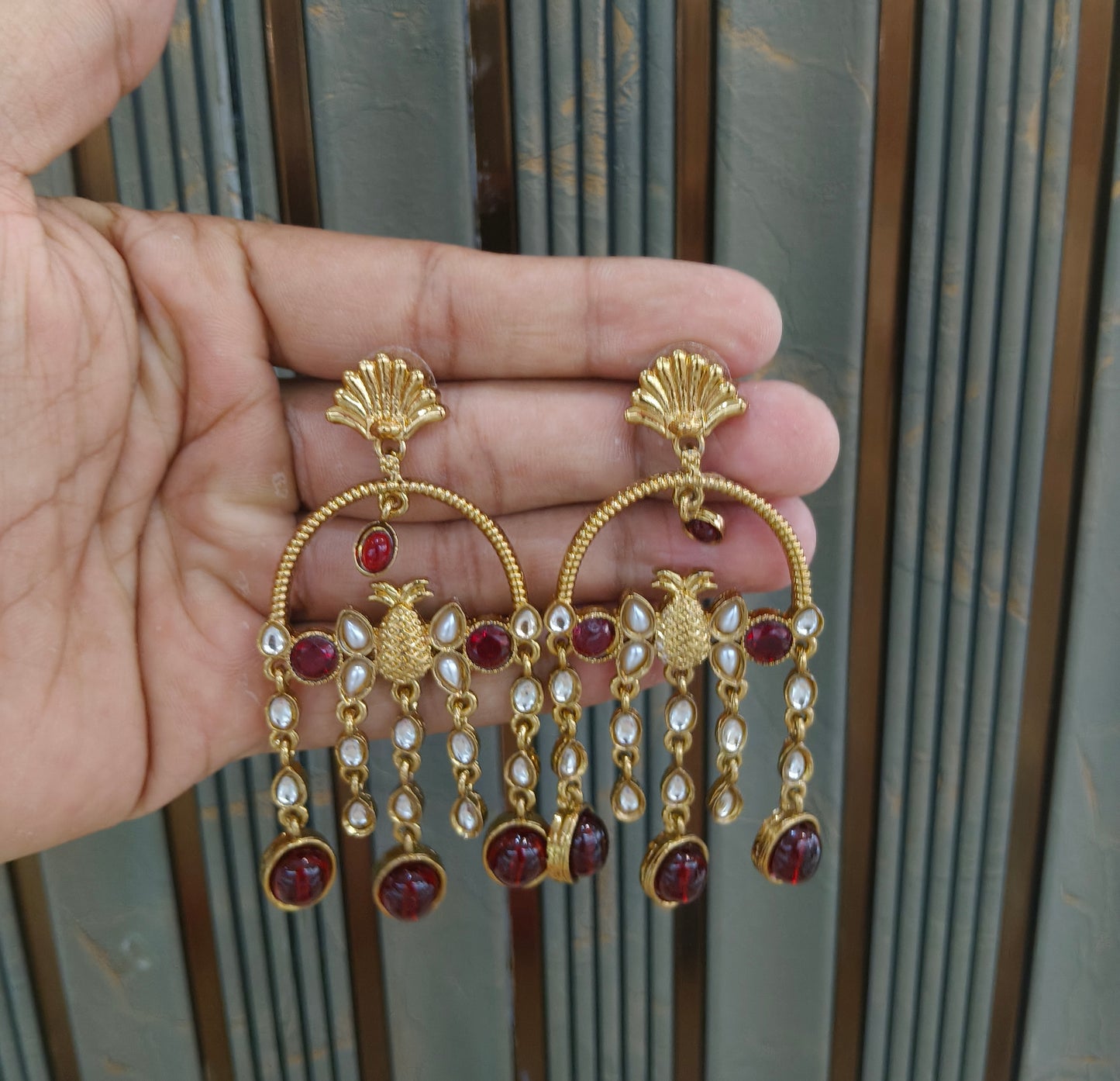 Antique Kundan Bollywood Vail Earrings