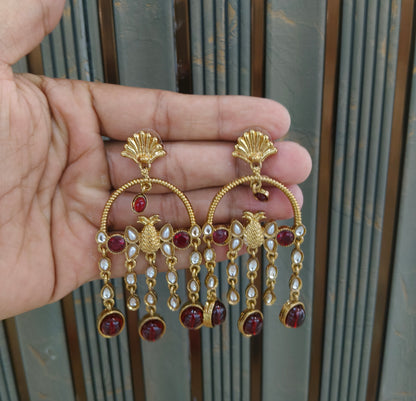 Antique Kundan Bollywood Vail Earrings