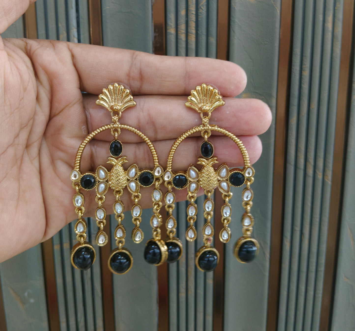 Antique Kundan Bollywood Vail Earrings