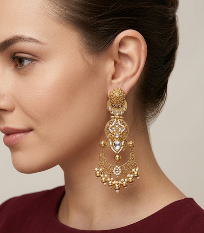 Antique Kundan Bollywood Charan Earrings