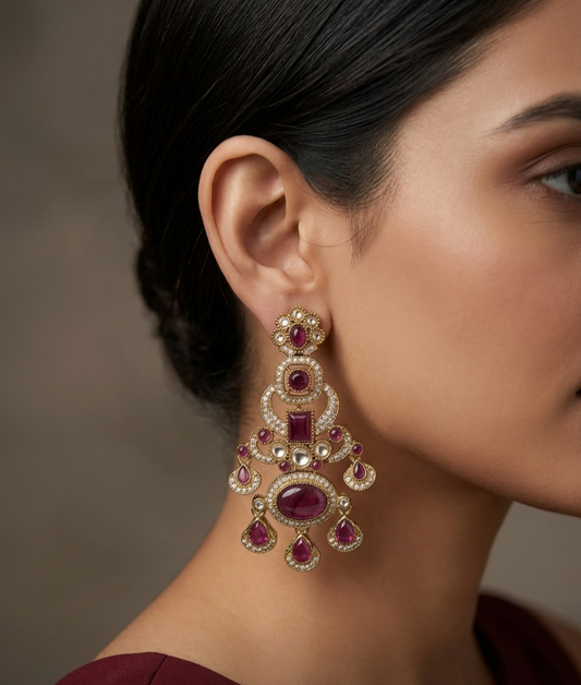 Antique Kundan Bollywood Charan Earrings