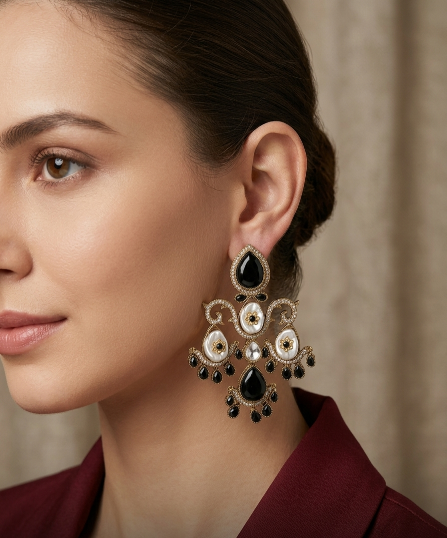 Antique Kundan Bollywood Charan Earrings