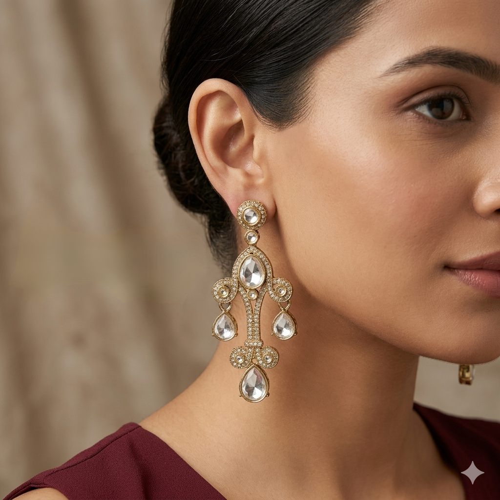 Antique Kundan Bollywood Bega Earrings