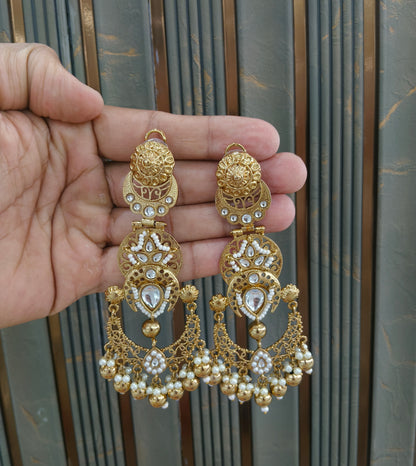 Antique Kundan Bollywood Charan Earrings