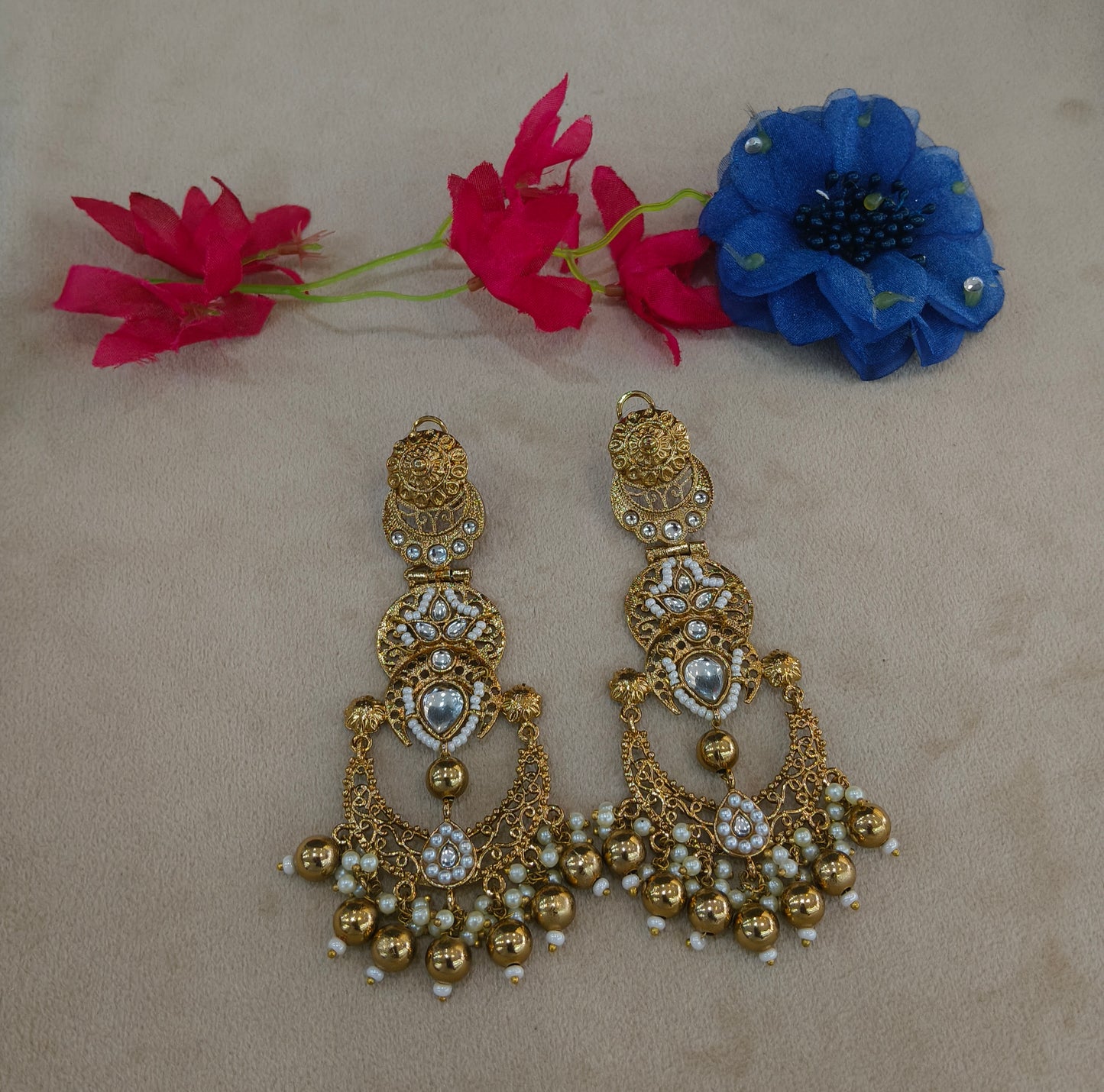 Antique Kundan Bollywood Charan Earrings
