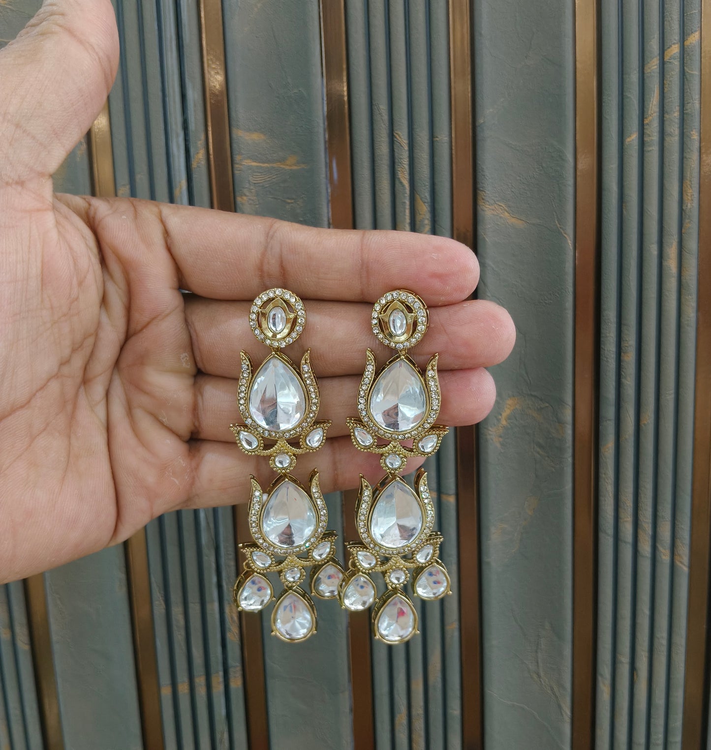 Antique Kundan Bollywood Charan Earrings