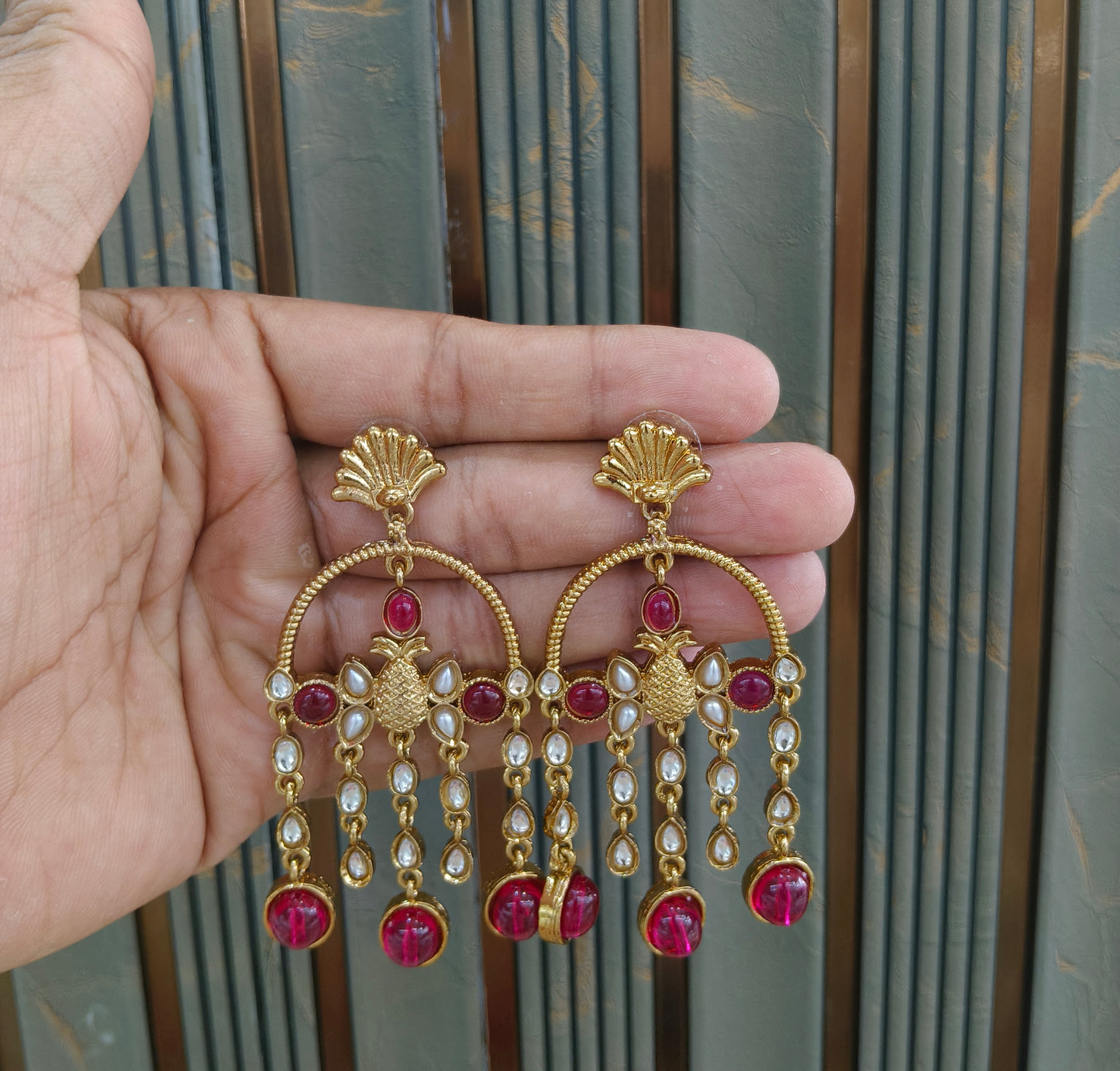 Antique Kundan Bollywood Vail Earrings