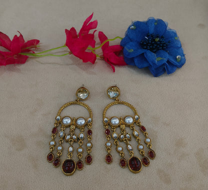 Antique Kundan Bollywood Vail Earrings