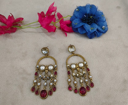 Antique Kundan Bollywood Vail Earrings