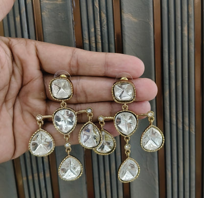 Antique Kundan Bollywood Charan Earrings