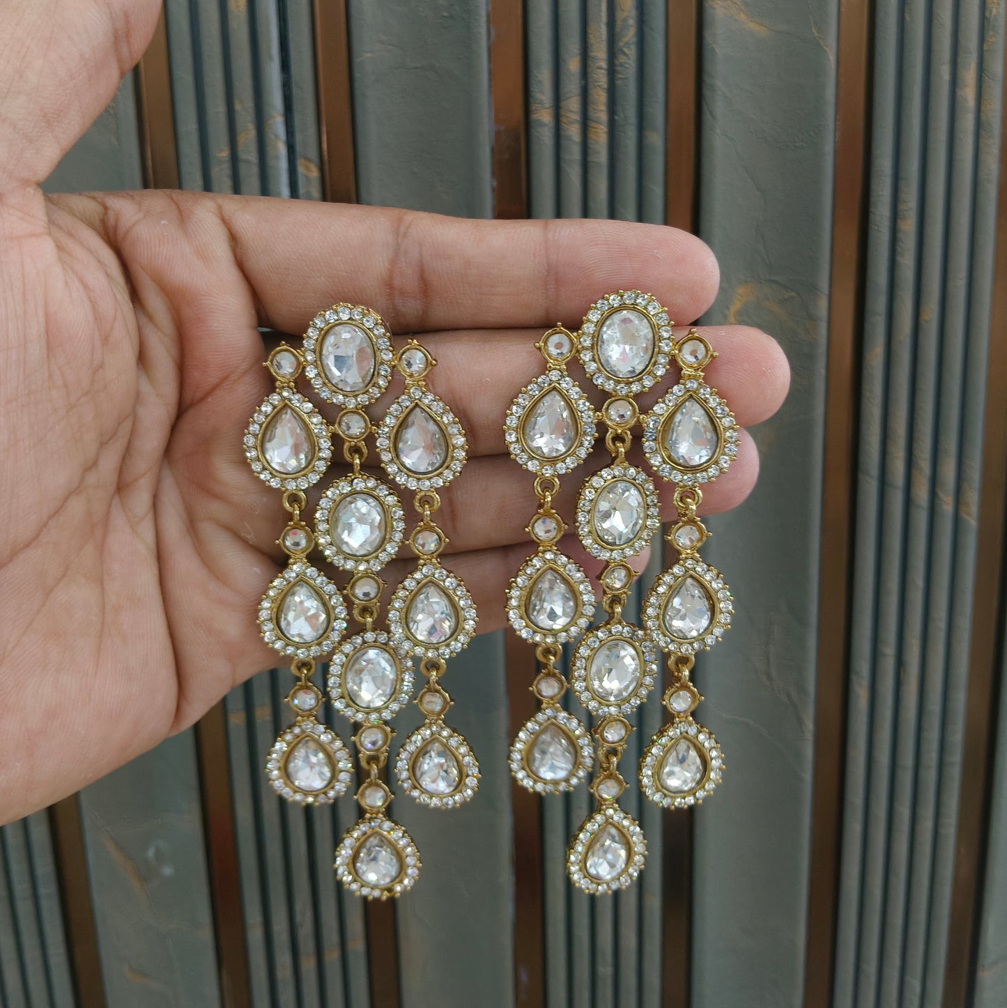 Antique Kundan Bollywood Vail Earrings