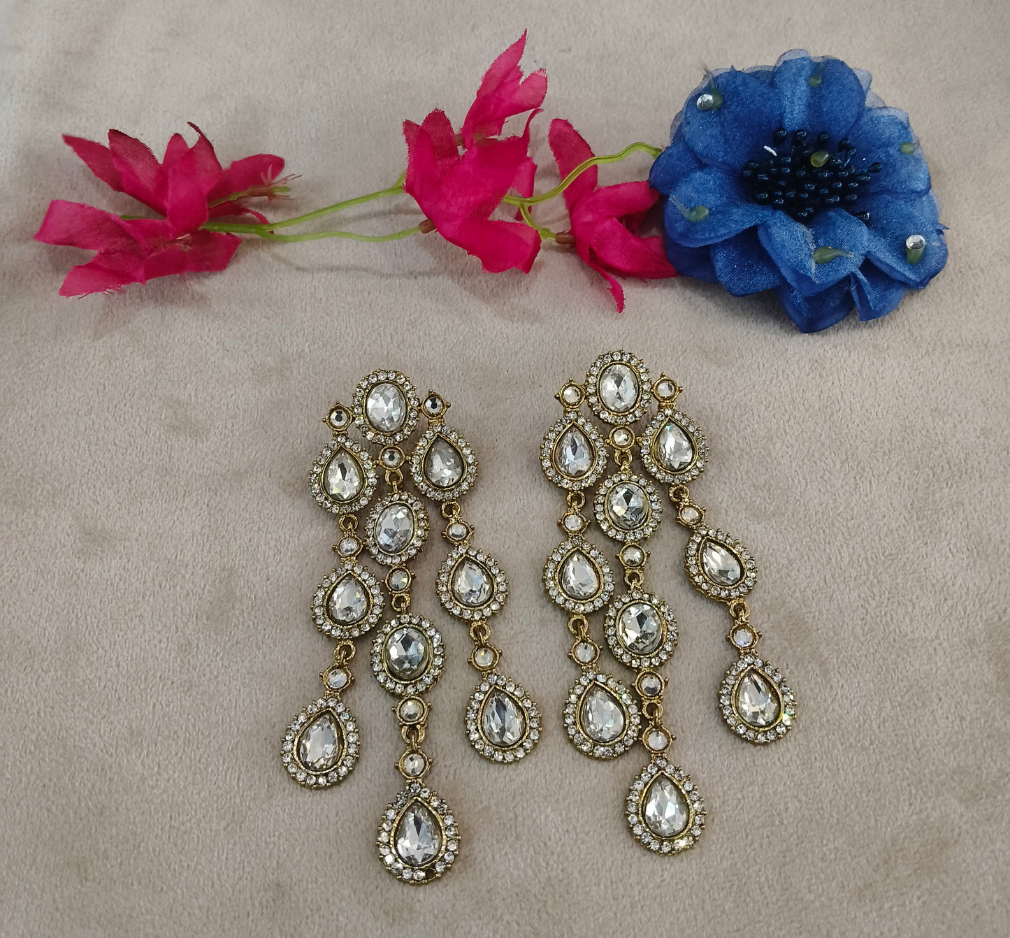 Antique Kundan Bollywood Vail Earrings