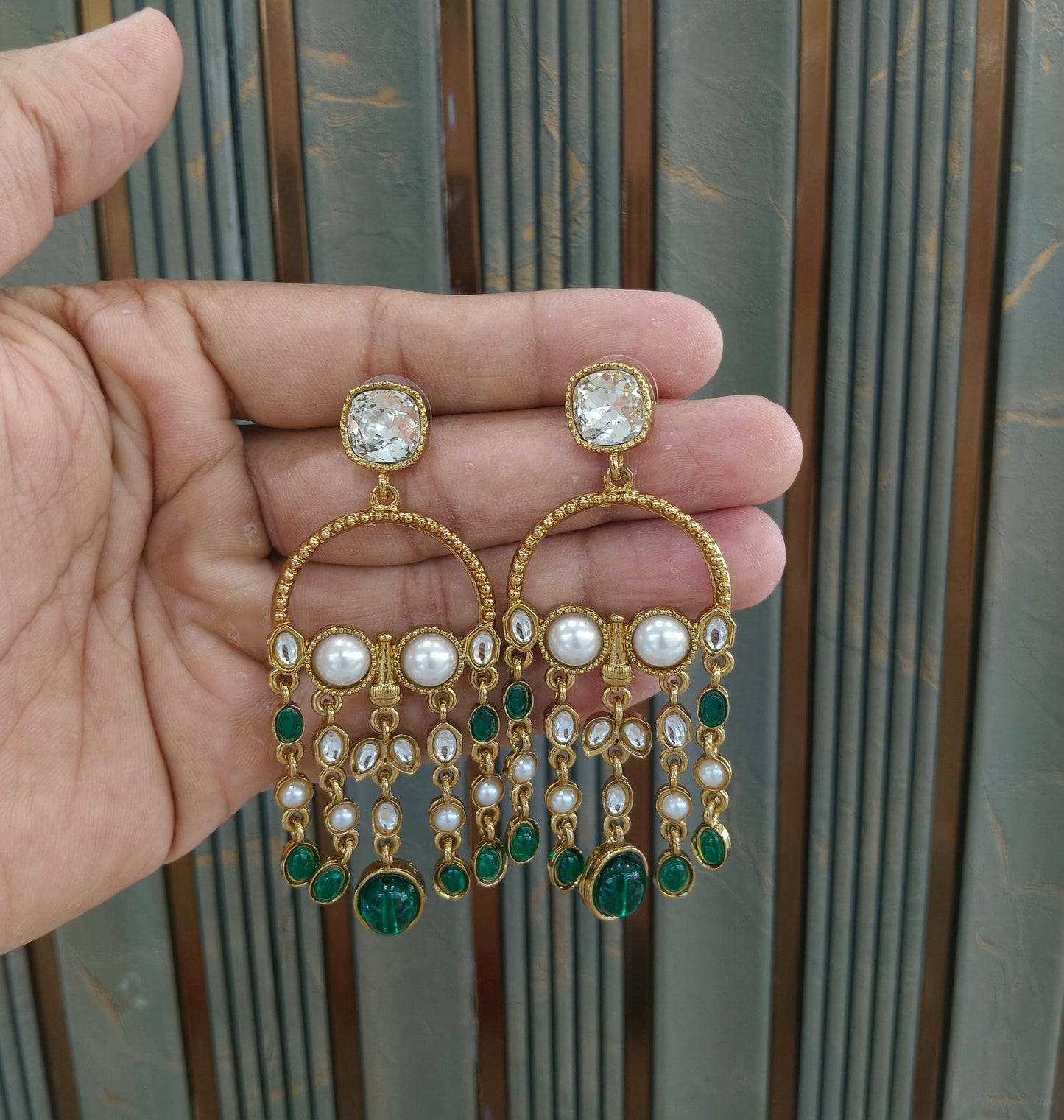Antique Kundan Bollywood Vail Earrings
