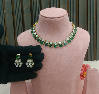 Moissanite Kundan Necklace Jewellery Bella Set