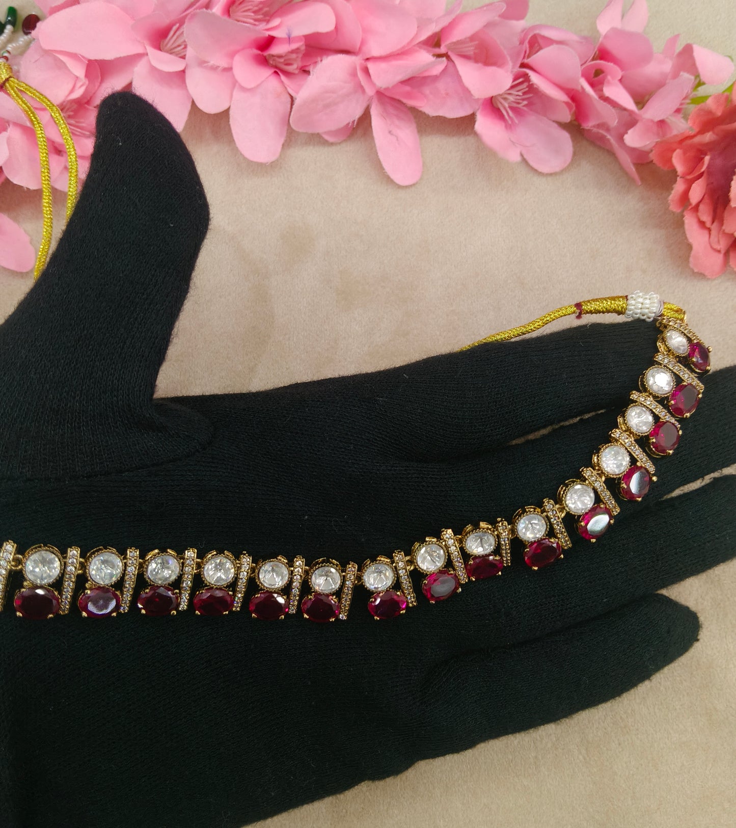 Moissanite Kundan Necklace Jewellery Bella Set