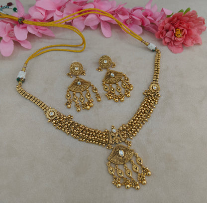 Gold Polki Necklace Jewellery Zarina Set