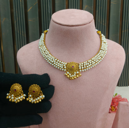 Gold Polki Necklace Jewellery Zarina Set