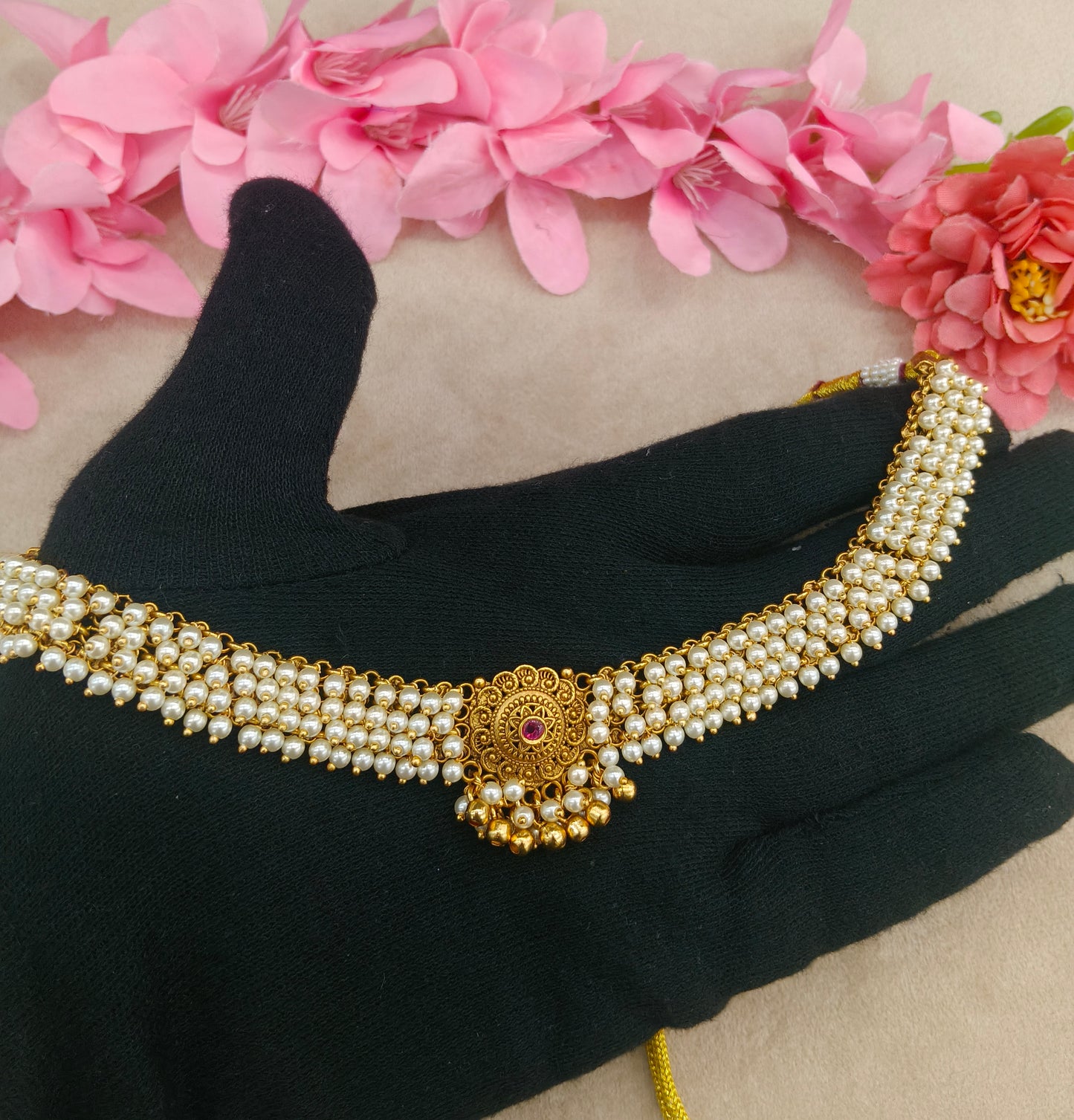 Gold Polki Necklace Jewellery Zarina Set