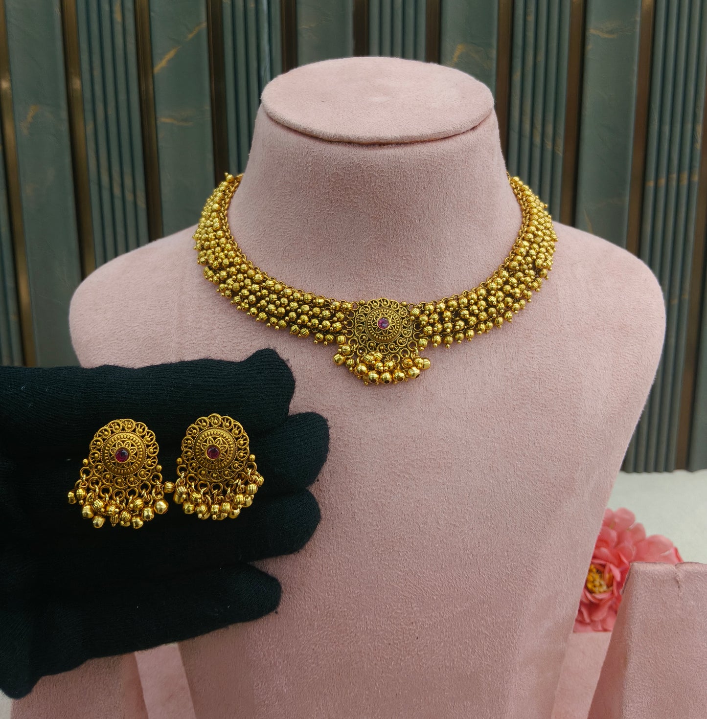 Gold Polki Necklace Jewellery Zarina Set