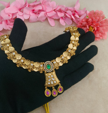 Gold Polki Necklace Jewellery Zarina Set