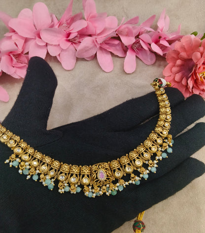 Gold Polki Necklace Jewellery Romi Set