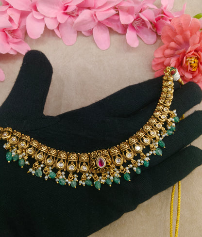 Gold Polki Necklace Jewellery Romi Set