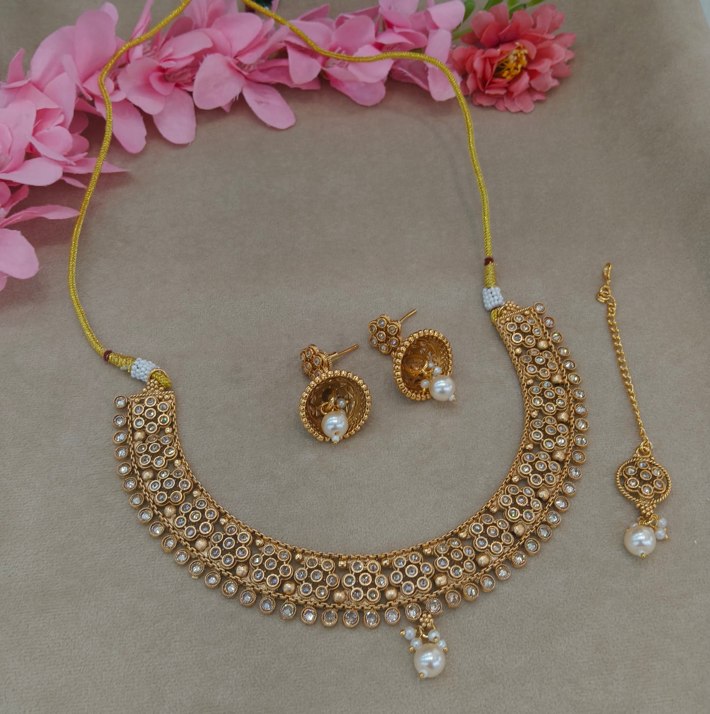 Gold Polki Necklace Jewellery Roma Set