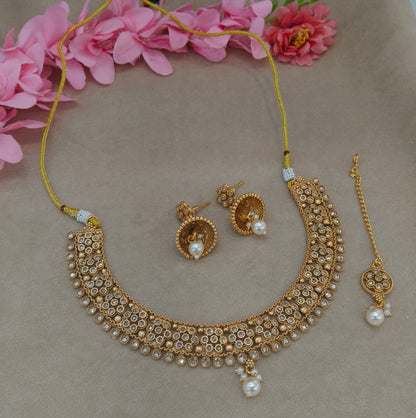 Gold Polki Necklace Jewellery Roma Set