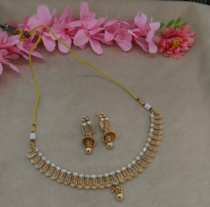 Gold Polki White Necklace Jewellery Roma Set